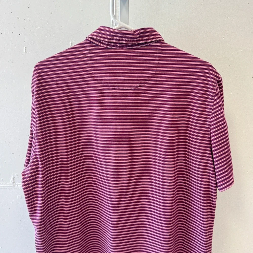 Jos. A. Bank 1905 Tailored Fit Polo Shirt Men's XL Purple‎ Pink Striped Stretch